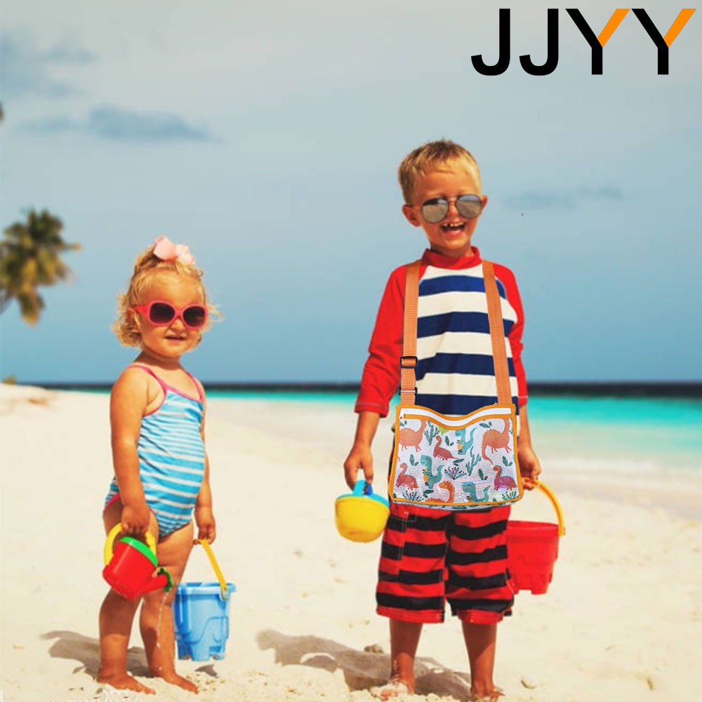 JJYY Foldable Beach Bag Beach Mesh Toy Seashell Tote Kids Toy Storage Bag