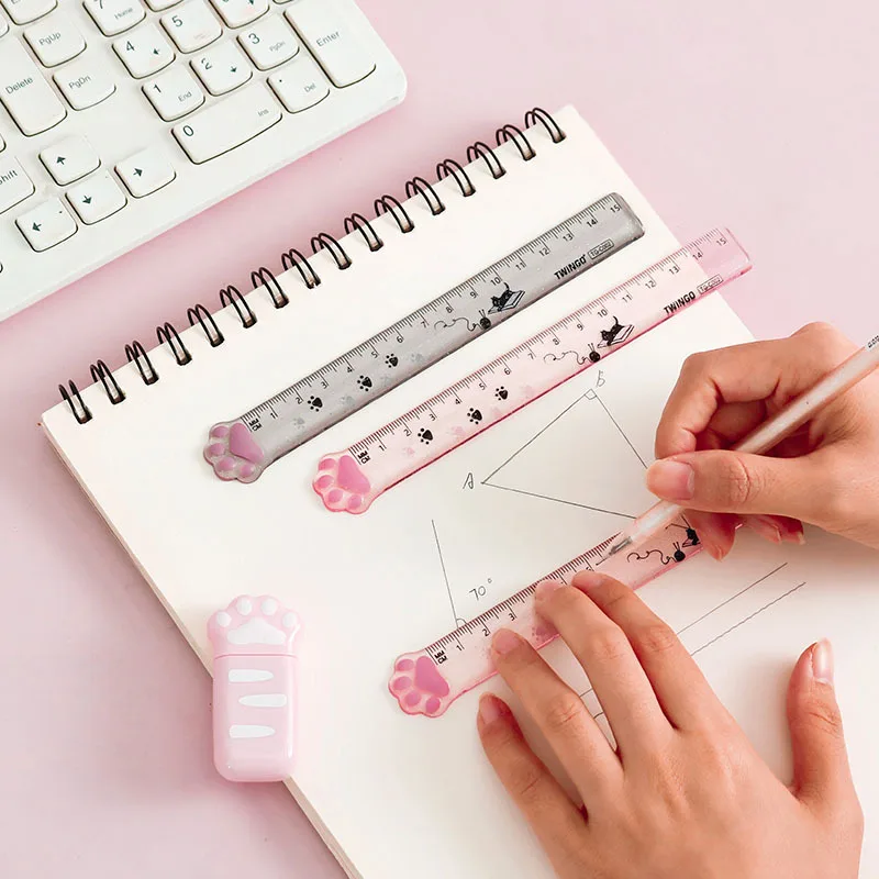 Cute Cat 2025 Paw Straight Rulers new Kawaii 15cm Measuring Ruler Students Drawing Tool Korean Stationery School Office Supplies