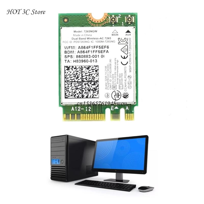Dual-Band Wireless-AC 7265 7256NGW Card 802.11AC 1200M Wi-Fi +Bluetooth4.2 NGFF- WLAN WIFI Card intel7265