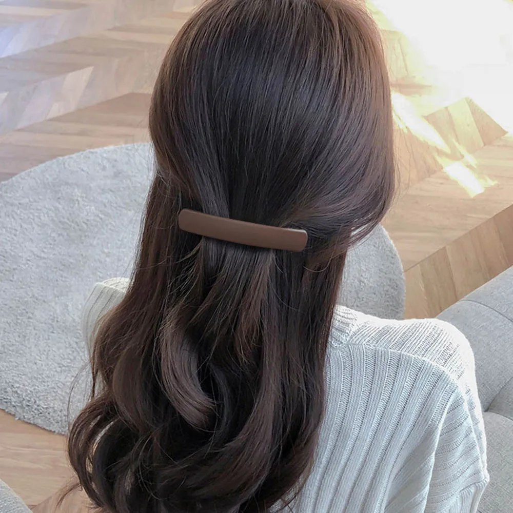 new Women Simple Solid Bar Shape Hair Clip Matt Color Acrylic Barrette 2025 Geometric Hair Pin Grip Elegant Hair Holder Accessories