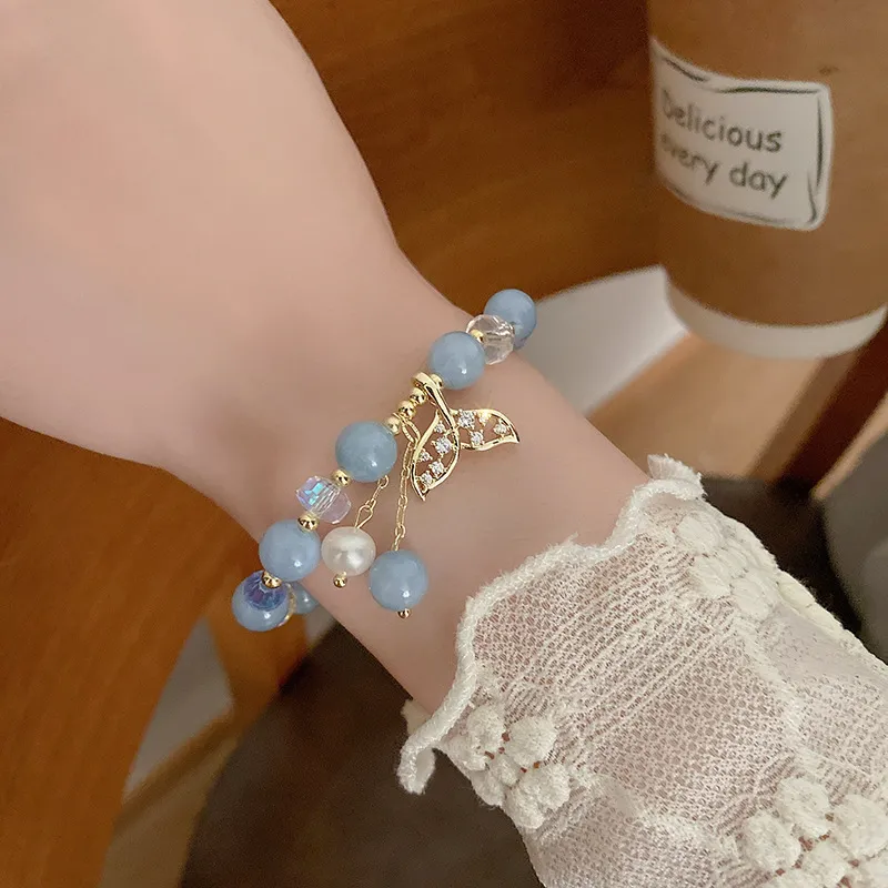 Game Genshin Impact Bracelet Tartaglia Childe Cosplay Women Crystal Beads Whale Pendant Bracelets Jewelry Accessories Gifts