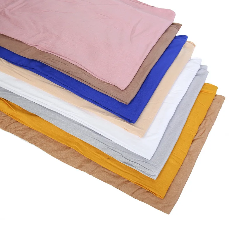 Fashion Polyester Jersey Hijab Scarf Long Muslim Shawl Plain Soft Turban 2025 Tie Head Wraps For Women Africa new Headband 170x60cm