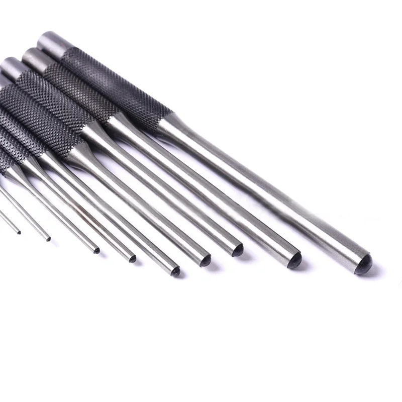 9Pcs 2025 Steel Multi Size Round Head Pins Punch new Set Grip Roll Pins Punch Tool Kit Professional Hollow End Starter Punch Chisel Tools