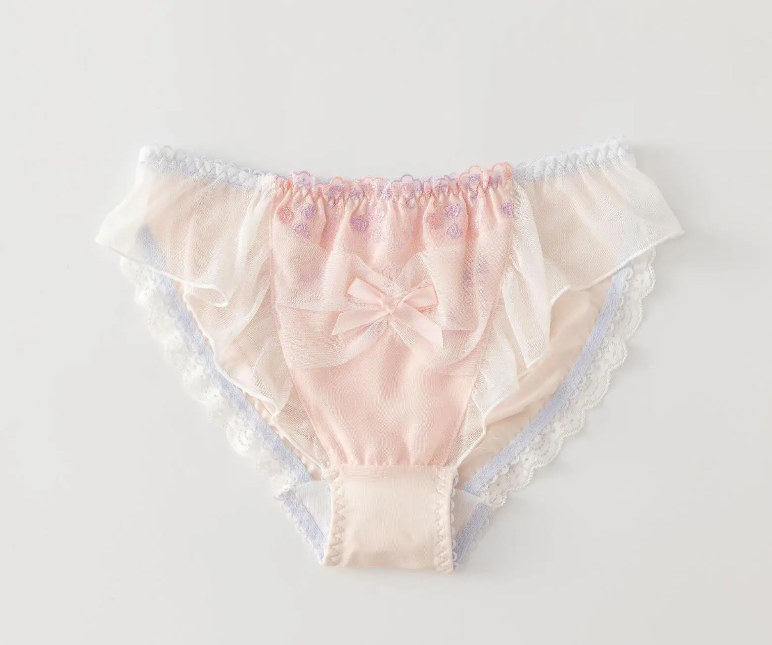 2023 New 100% Real Photos M L XL Lovely Cute Lolita Kawaii Embroidery Lace Mesh Panties Unerwear Brief Thong Knickers WP889