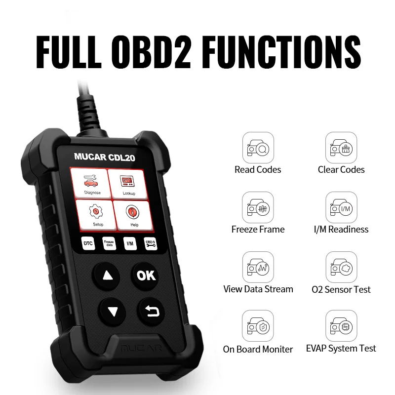 CDL20 MUCAR Car Full OBD2/EOBD Diagnostic Tools Automotive engine new system Professional Code 2025 Reader OBD 2 Scanner French PK KW310