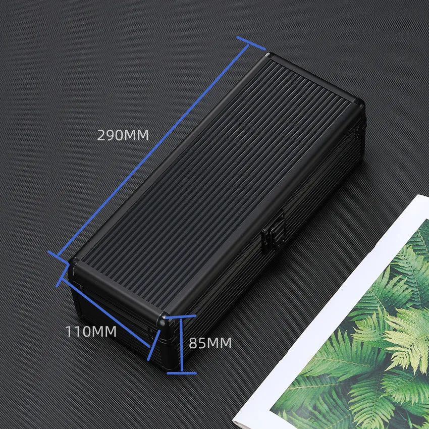 Aluminum Watch Storage Box Suitcase Case Display 5/10 Slots Black Mobile Bulkhead Organizer Box for Men Watch Pillow Clock Boxes