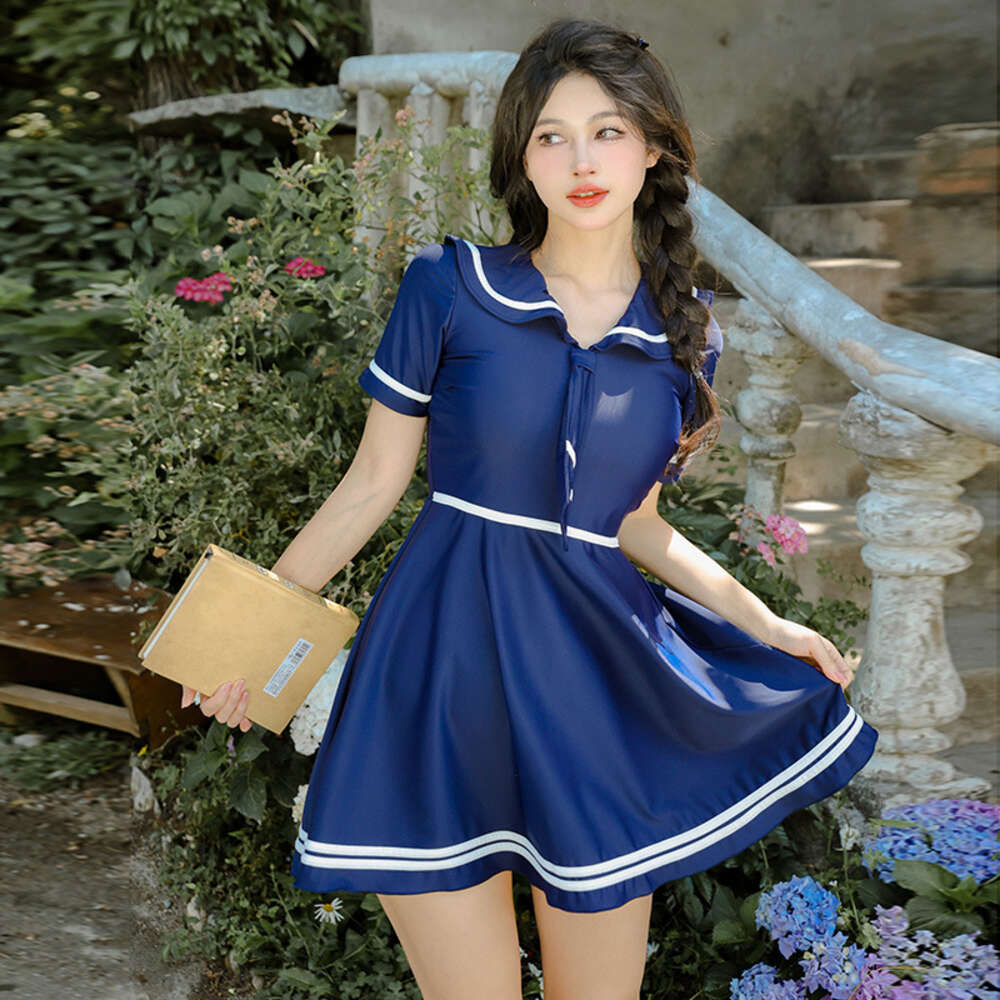 Ddmytiger Large Size For Women Summer Split Conservative Slightly Chubby Girl Navy Academy Style With Belly Covering And Slimming Effect Soaking In Ho