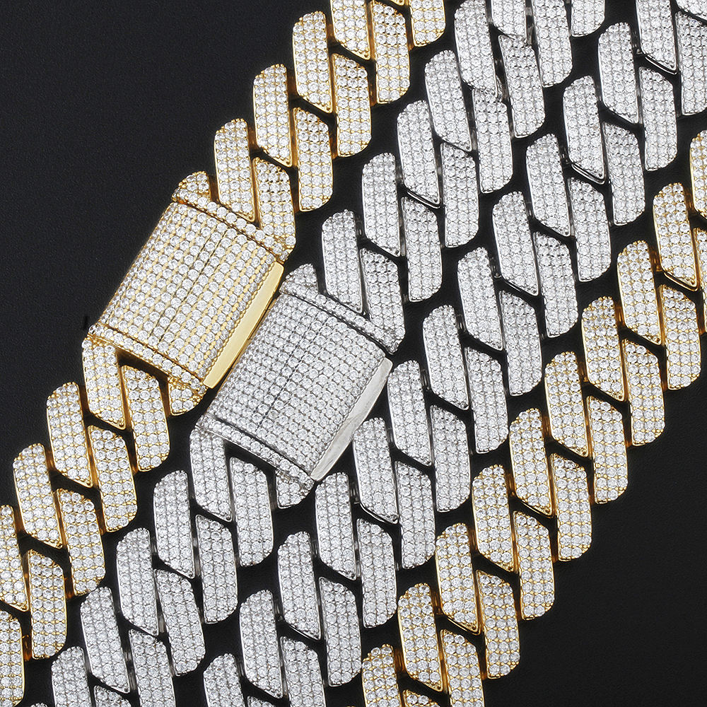 18k Gold Plated cz 10-12mm wide Hip Hop Iced Out Jewelry Bling vvs Moissanite Diamond Miami Cuban Link Chain Necklace Men