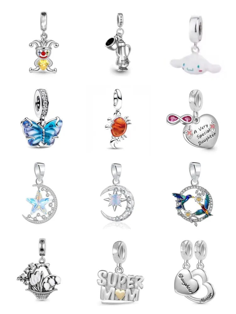 2023 New For Women Jewelry 925 Sterling Silver Blue Buttefly Star Mother Daughter For Original Pandora Bracelet Necklace