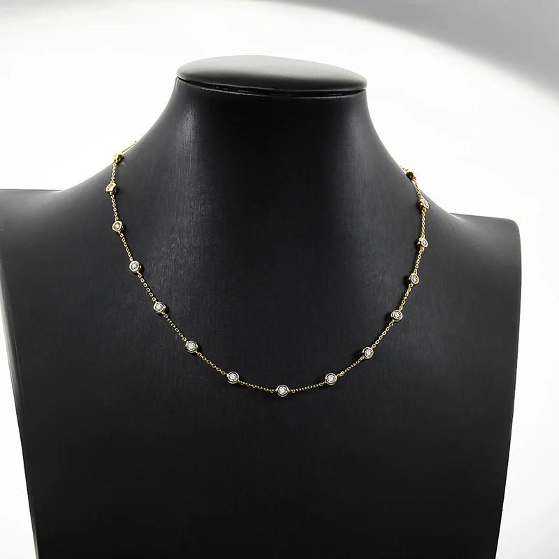 Smyoue 2cttw Genuine Moissanite Tennis Necklace for Women Bubble Full Diamond Pendant Men Chains S925 Sterling Silver Jewelry
