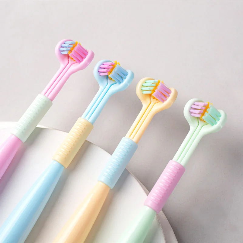 Children Toothbrush Kids 360 Degree 3 Sides Deep Oral Cleaning Teeth Soft Bristle Brushteeth Cleaner Boy Girl Teeth Care 4-12yso