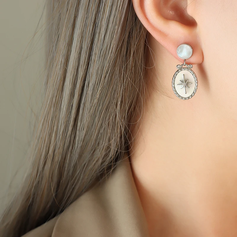 Sweet Women's Necklace Earring 2025 Set Small Design Necklace new White Haibei Star Pendant Necklace Elegant Women's Jewelry Set