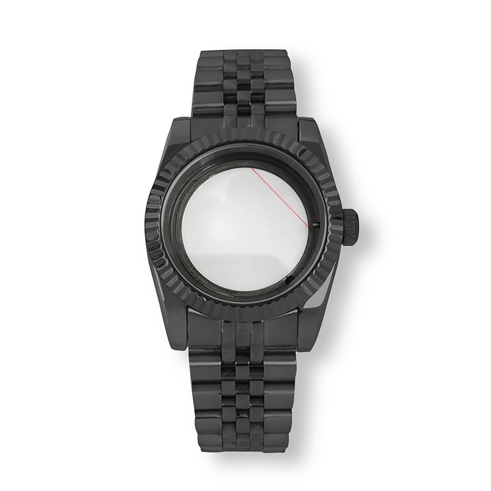 39mm / 36mm Black Oyster Perpetual Sapphire Glass Watch Case, For NH35 NH36 NH70 Movement, Full Sand Strap/Jubilee Bracelet