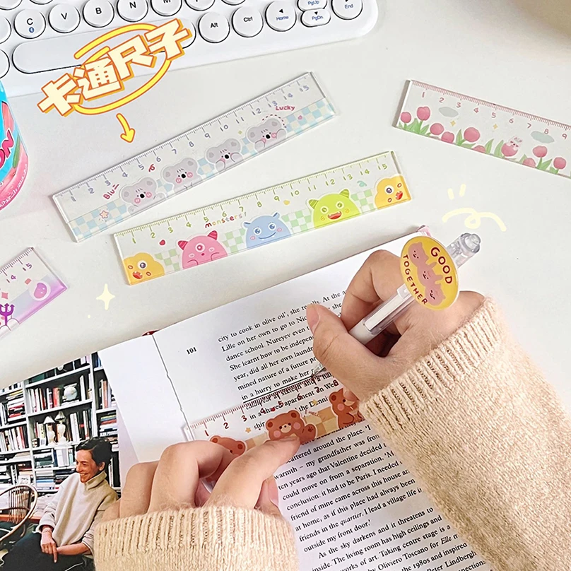 Cute Ruler School Supplies Kawaii Accessories 2025 15cm Drawing Tool Korean new Stationery Fournitures Scolaires Student Regla Ruler