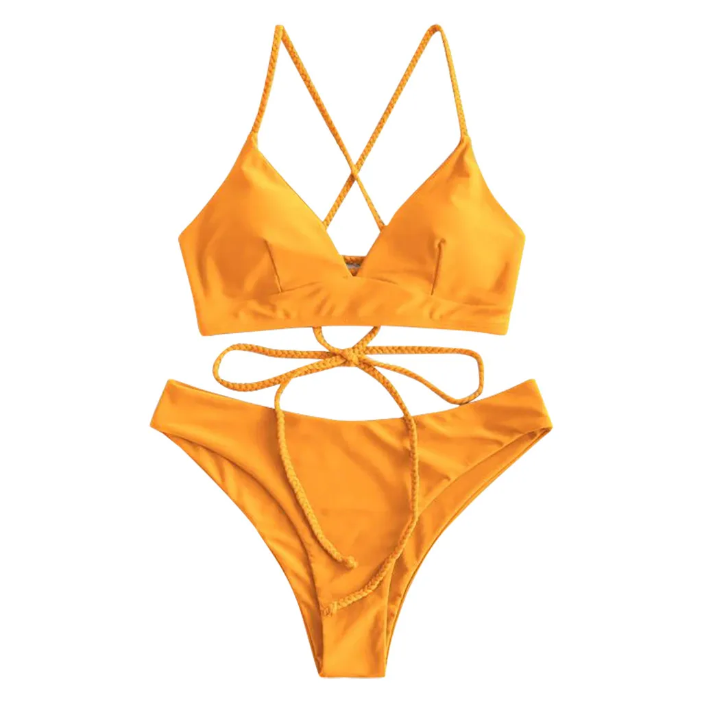 Plus Size Swimwear new Women Bikinis Set Bikini Solid Set Swimsuit Two 2025 Piece Filled Bra Swimwear Beachwear Bikinis Sets For Teens