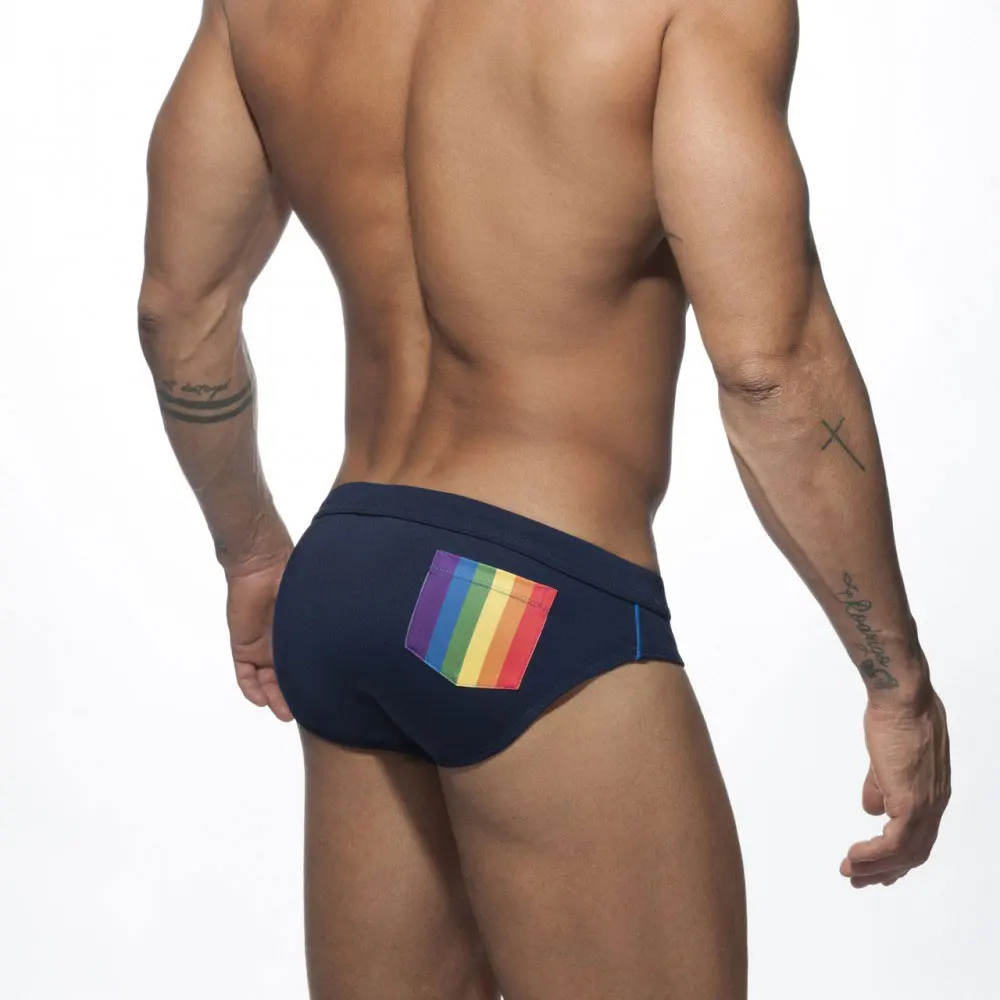 UXH Hot Sexy Mens Swimsuit Push-up rainbow Briefs Swimwear Male Sexy Swimming Bikini Shorts Men Surf Board Beach Surfing Swim