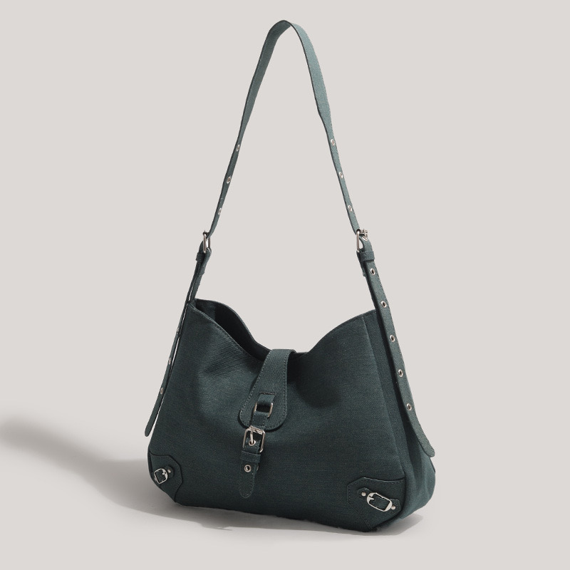 Designer women's bag large capacity handbag, Korean version bucket bag versatile denim canvas women's bag simple crossbody bag