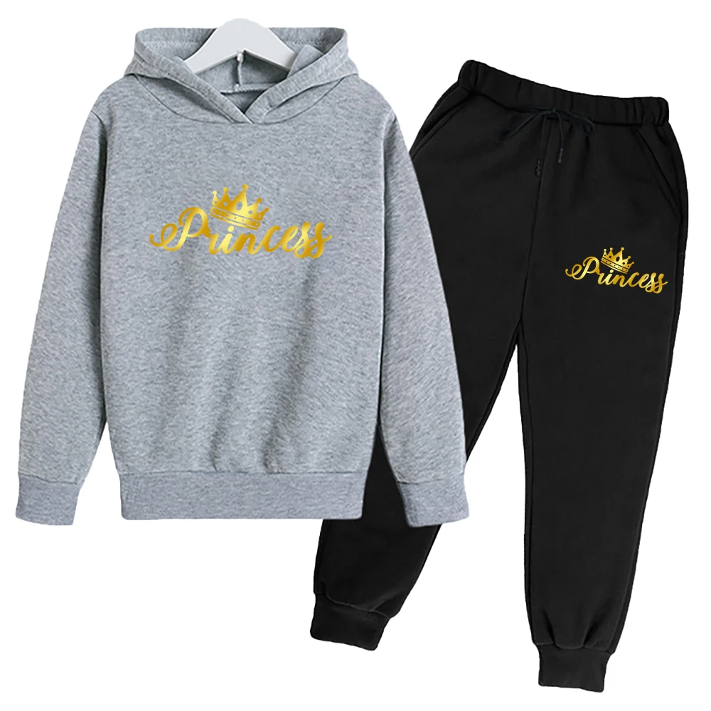Parent Children's Family Clothes King Queen Prince new Parent-Child Tracksuits Women Men Boys Girl Kids Hoodies 2025 + Pants 2 Piece Set