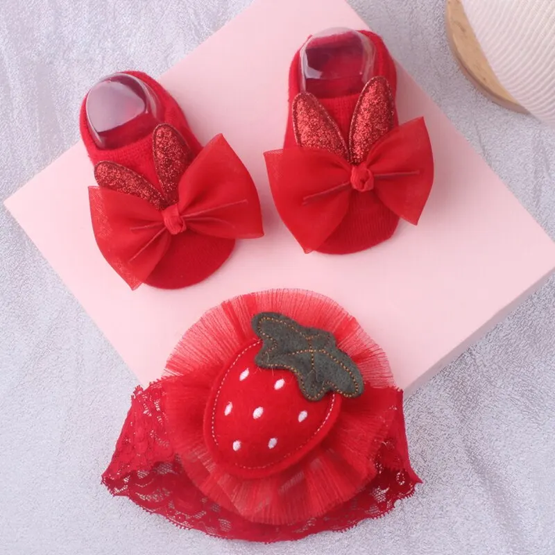 Baby Girls Booties and Headbands 2025 Gift Set Flower Hairbands new Headwrap Soft Socks for Newborn Baby Girls