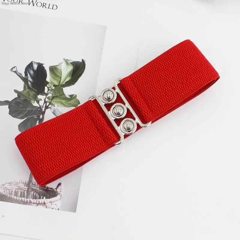 1pc 5cm Wide Elastic Belt Stretchy Belt Wide Waist Vintage Stretch Cinch with Buckle Belts Waistband for Women