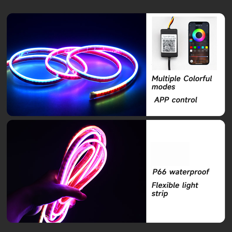 Hood Light Daytime Running Lights Automotive Supplies APP Control Multi-function Led neon Strip Running Lights For 12V Car