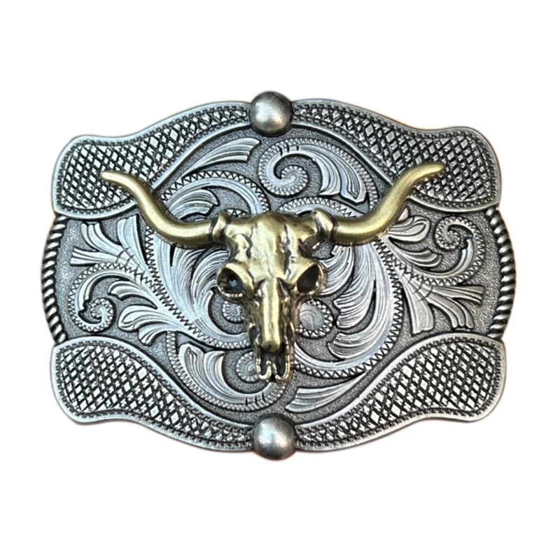 Western Cowboy Bull/Skull Belt Buckle Metal Multiple Color Rock Belt Link Buckle Unisex Belt Buckle DIY Supplies