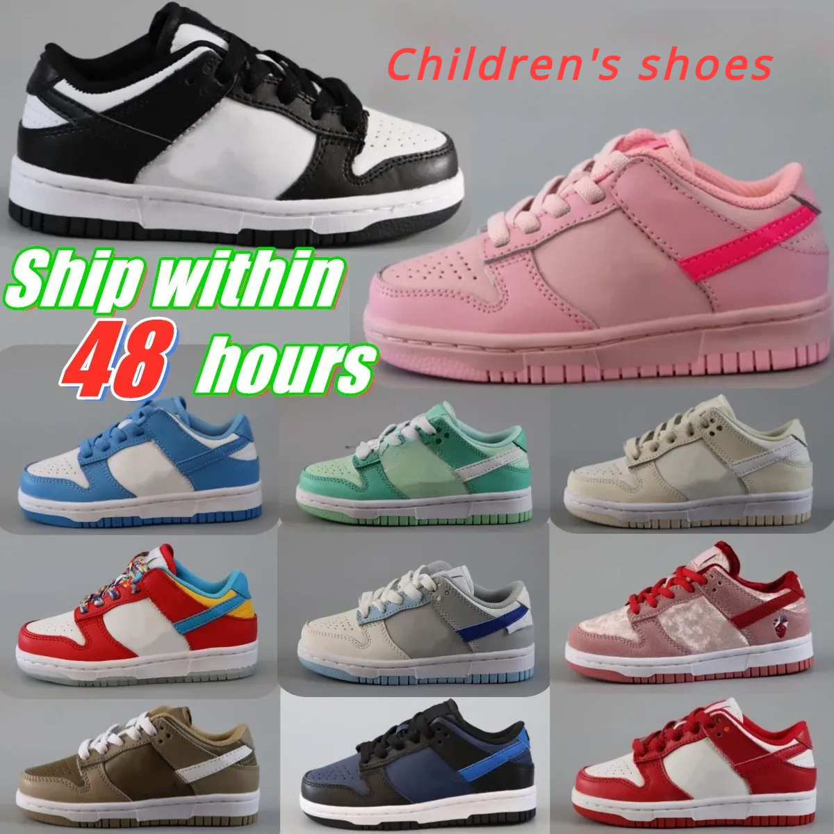 2024 Designer shoes kids shoes toddlers panda low youth sneakers Girls boys Running shoe University Blue pink trainers black kid designer infants baby