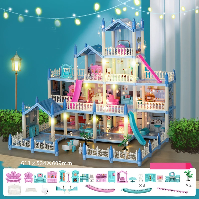 Big Light Dollhouse Diy House Kit For 2025 Children Bb House Building Doll Furniture Miniature Doll House Villas Xmas new Gifts Kids Toys