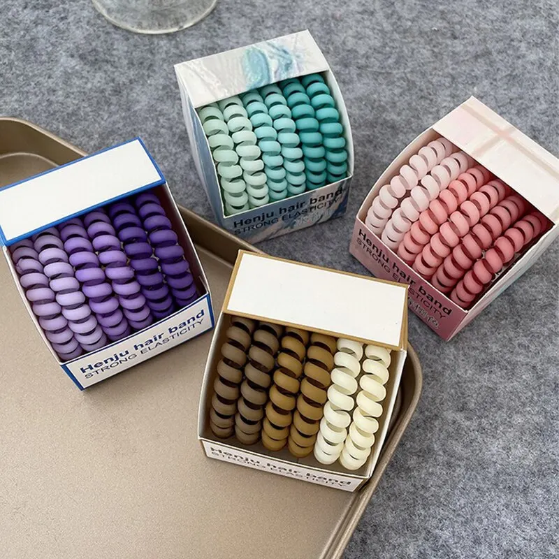 6Pcs Set No Crease Ponytail Holders Spiral Coil Hair Ties for Girls Waterproof Phone Cord Elastic Hair Ties for All Hair Types
