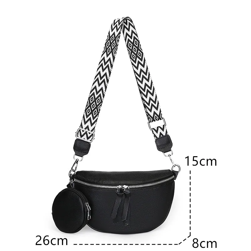 Luxury Genuine Leather Woman Chest Bag High Quality Cow Leather Women's Crossbody Bag With Small Purse Female Handbags Waist Bag