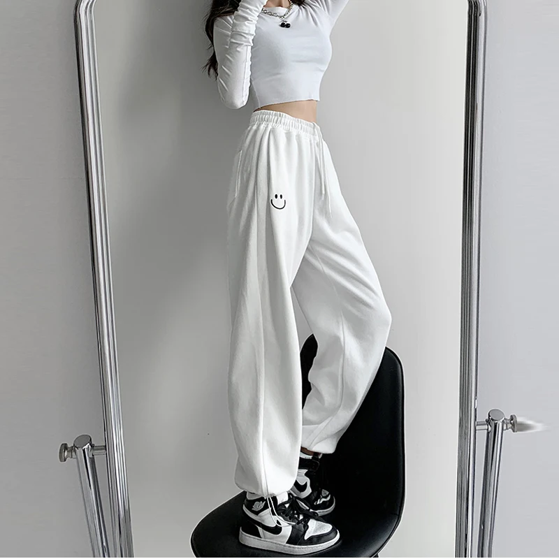 Spring new Autumn 2025 Women pants gray Sweatpants Casual Baggy Pants female Vintage Haruku Streetwear sport Wide Leg Trousers
