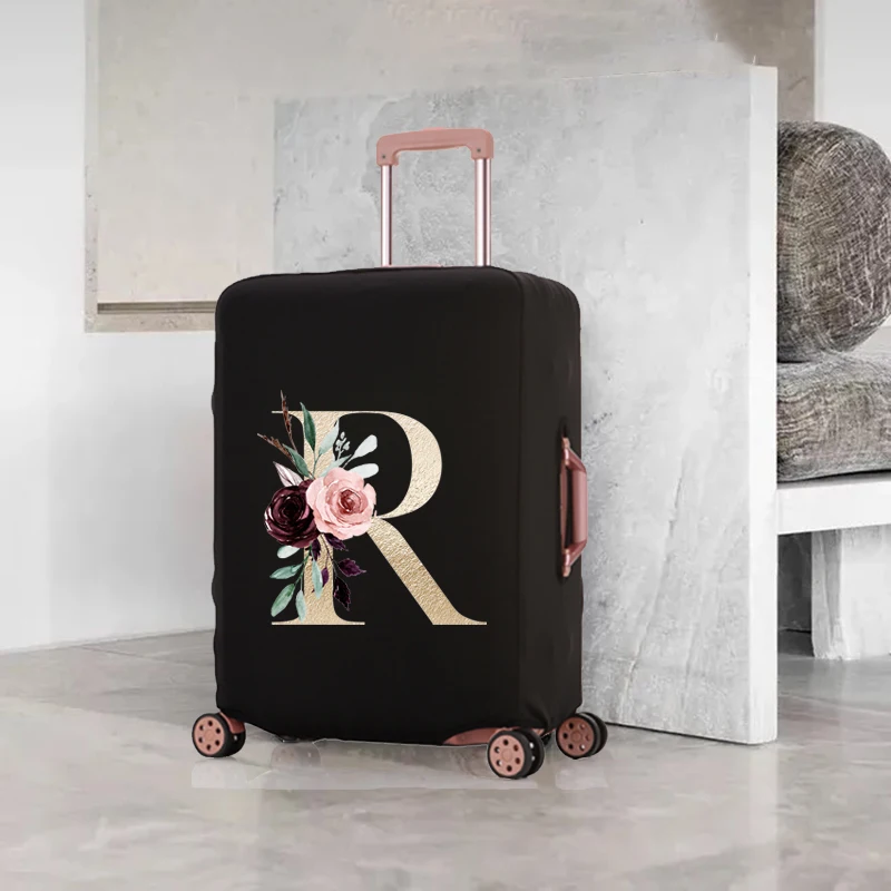 Gold Letter Luggage Cover Thicker Elastic Suitcase Cover Protector Apply To 18''-32'' Suitcase Cover Travel Accessories Luggage