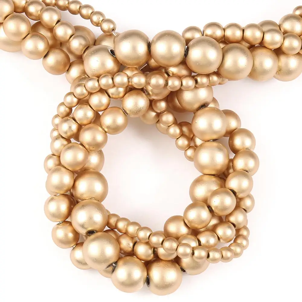 2/3/4/6/8mm Natural Matte Light Gold Color Hematite Stone Round Loose Beads Jewelery Making Supplies DIY Bracelet Necklace Gift