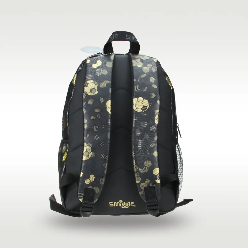 Australia new Original Smiggle High 2025 Quality Children's Schoolbag Boys Pupil Backpack Gold Big Football Waterproof 16 Inches Hiking
