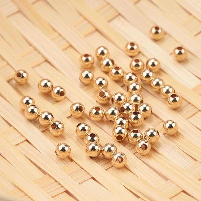 10PCS 2-4MM 14K Gold Filled beads 14K Gold jewelry Findings Accessories round smooth jewelry beads for bracelet&necklace making