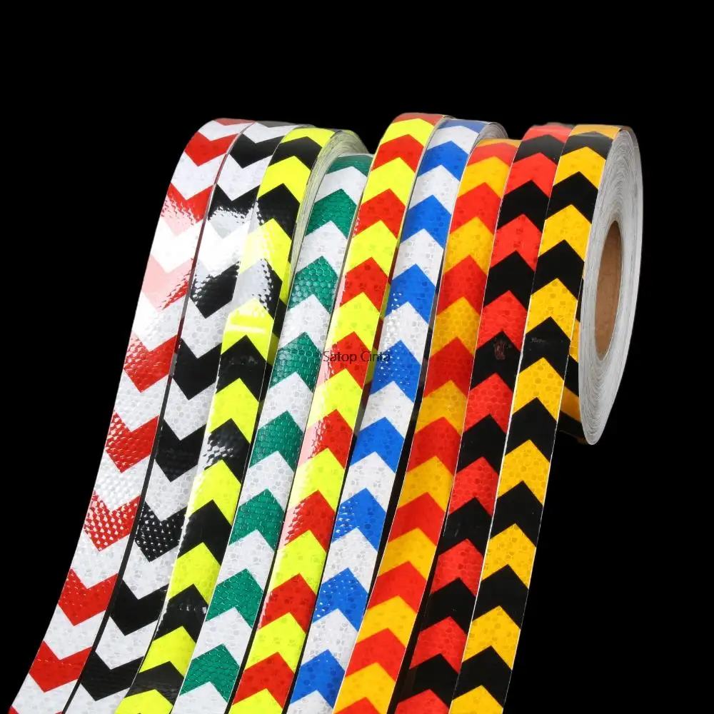 2.5CM*3M PVC Honeycomb Arrow Reflective Tape Waterproof Safety Sticker Retro Reflector Conspicuity Strip For Car Bicycle Trucks