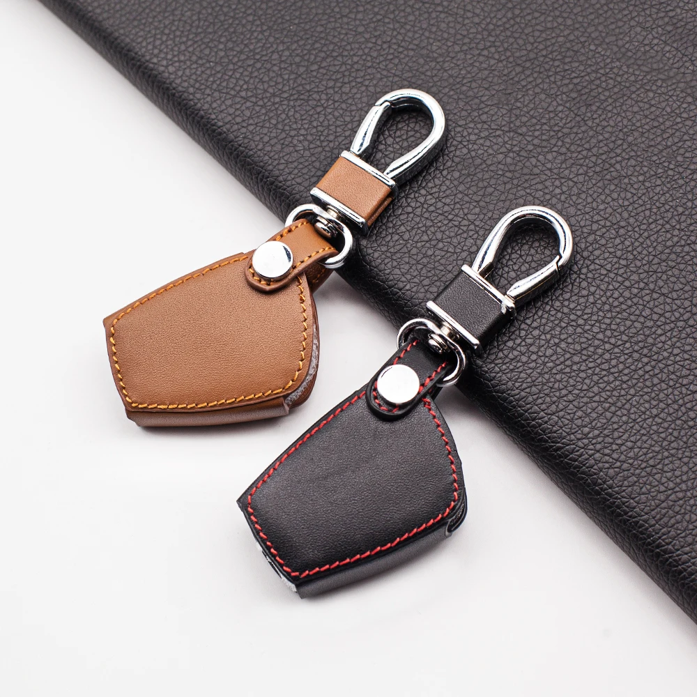 Leather Remote Car Key Fob Case Cover Holder Shell for Mercedes Benz C B E R Class GL CLS CLK SLK W203 W211 W204 3 Buttons Chain