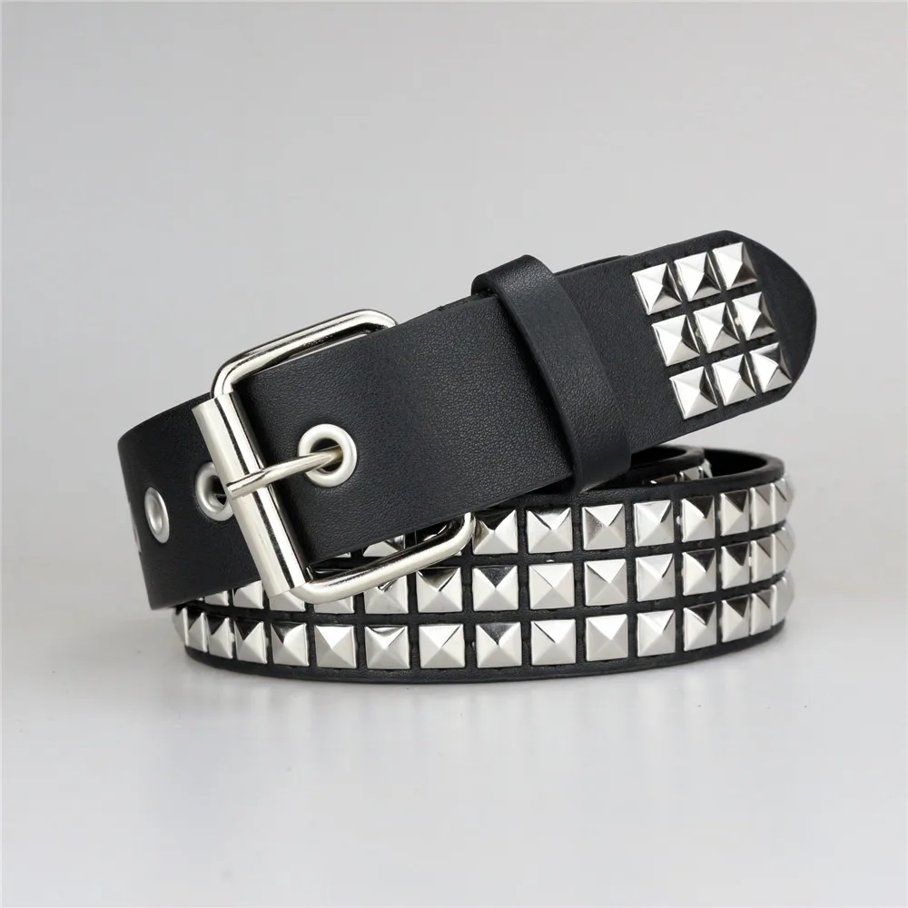 1-10PCS 2024 New Square Bead Rivet Belt Metal Pyramid Belt Men and Women Punk Hardware Jeans Belt Designer Belt Woman Belts