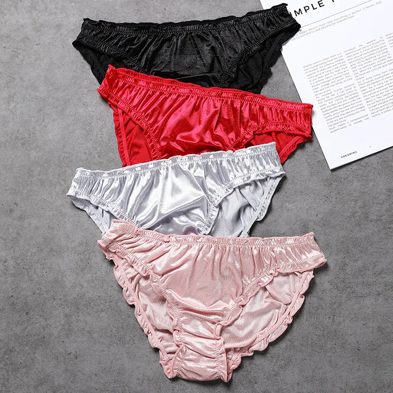 3 Pack Women Thong Sexy Satin Panties Low-Waist Satin Briefs thongs Sexy Woman Without Censorship