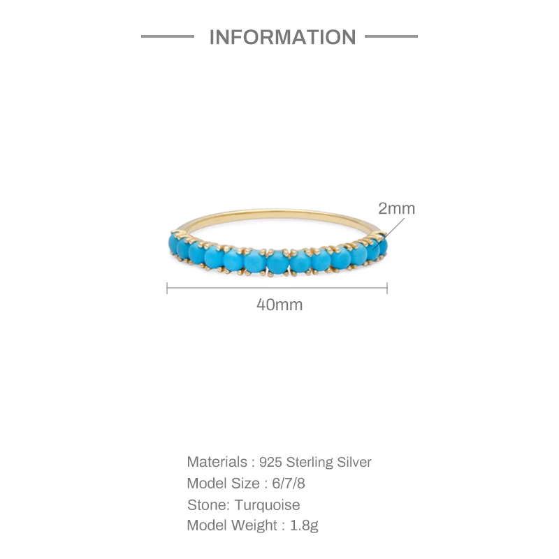 CANNER Anillo plata 925 Sterling Silver Wedding Band Retro Super Micro Inlaid Turquoise Rings For Women Girls Engagement Jewelry