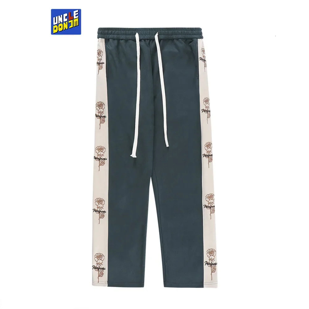 Clearance Sale Side Flower Embroidery Sweat Pants Streetwear Joggers Men Vintage Track Pants Men 240517