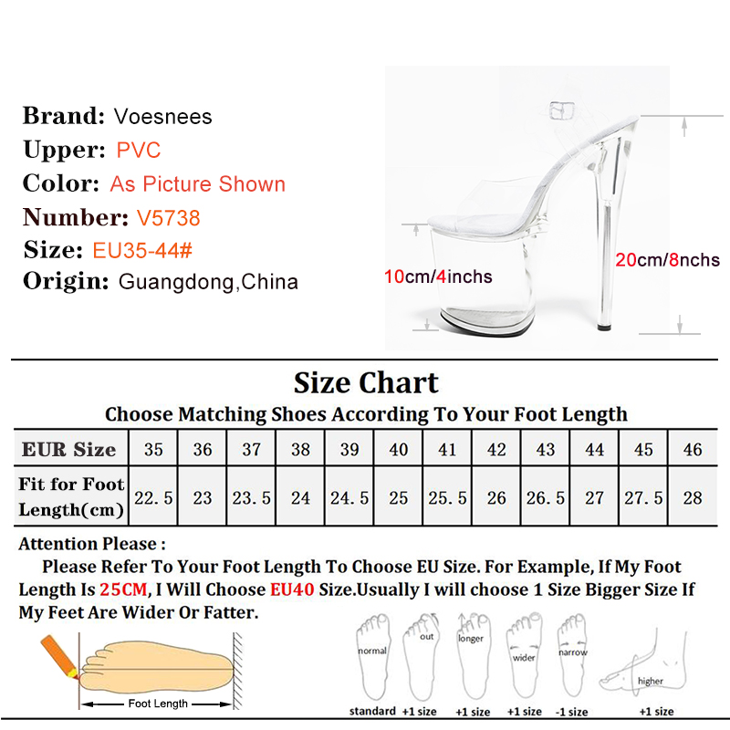 Sexy 20CM/8inches Exotic Stripper High Heel Sandals Transparent Heel Platform Glitter Stiletto Heels Pole Dancing Shoes Women