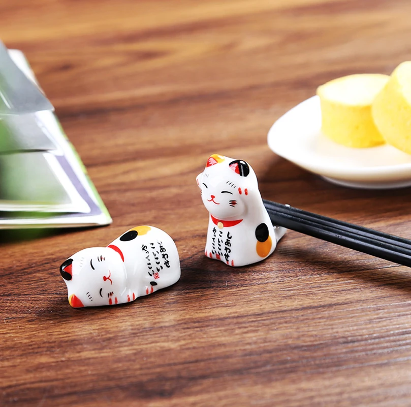 Cute Cat Ceramic Chopsticks Holder Stand Japanese Style Home Kitchen Tableware Decor Craft Fine Design Owl Chopstick Rest