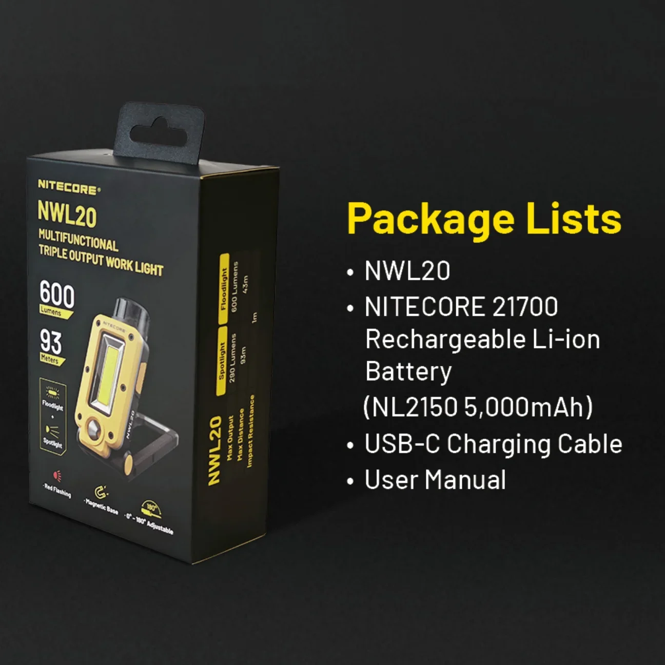 NITECORE NWL20 flashlight Multifunctional triple Output work light Headlamp Headlight Floodlight Spotlight