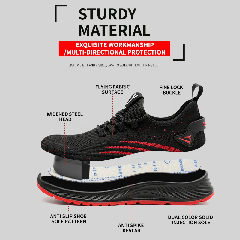 Men Work Safety Shoes Boots Anti-puncture Man For Work Sneakers Indestructible Work Shoe Lightweight Casual Sport Shoes YIZHONCO