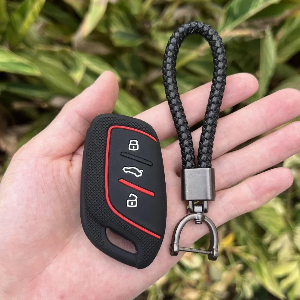 For MG 4 2023 Mg4 Ev MG HS GT ZS EV ZX MG5 MG6 3 Buttons Silicone Fob Key Cover Case Keychain for Roewe RX3 RX5 RX8 ERX5 I6 I5