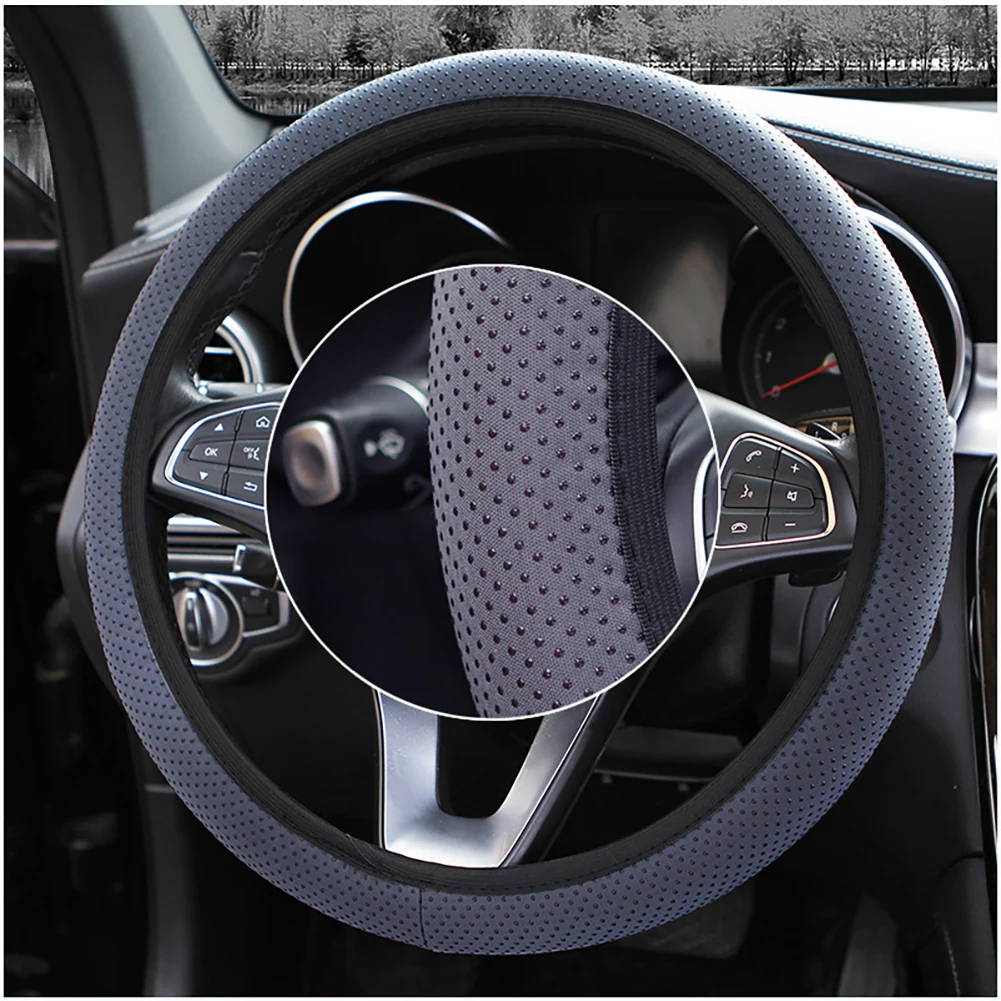 cm Car Decor Steering Wheel Cover Interior Parts Protector Replacement Universal Knitted fabric styling Anti Slip covers 5