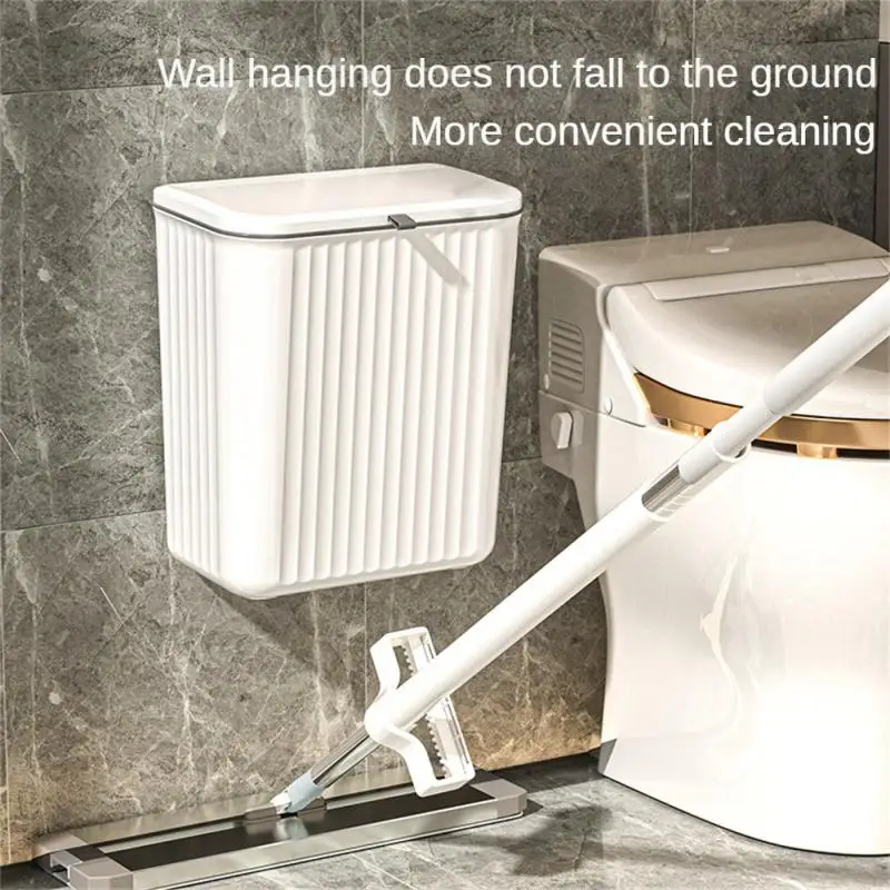 8/12L Bathroom Trash Can With Lid Kitchen Wall Mounted Waste Bin Large Capacity Recycling Garbage Basket Hanging Trash Bins