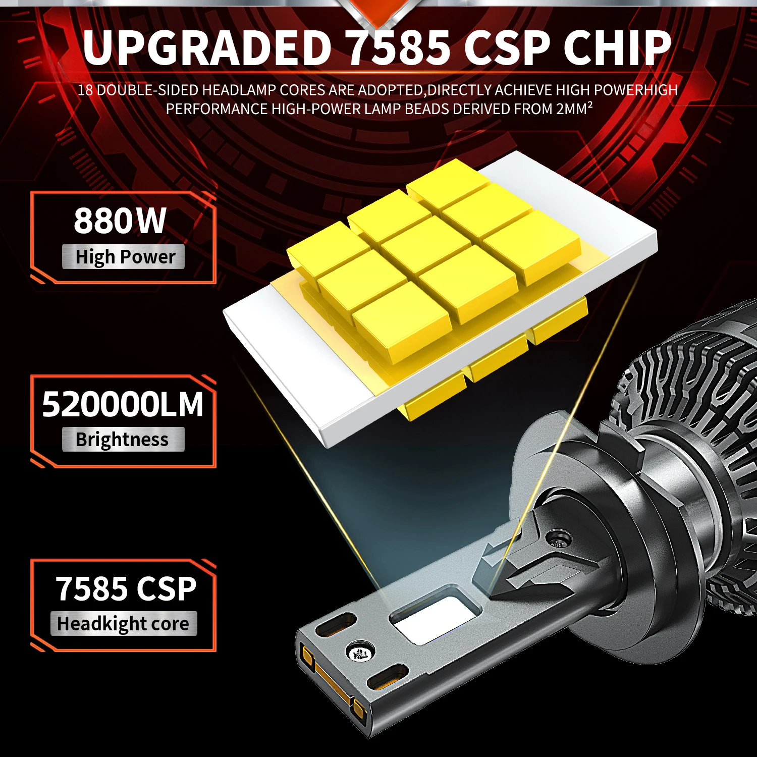 HYNBYZJ 880W H4 H7 LED Canbus 520000LM H11 H1 H3 9005 HB3 9006 HB4 H8 H9 9012 9007 9008 H13 LED Headlights Car Headlamp Bulb