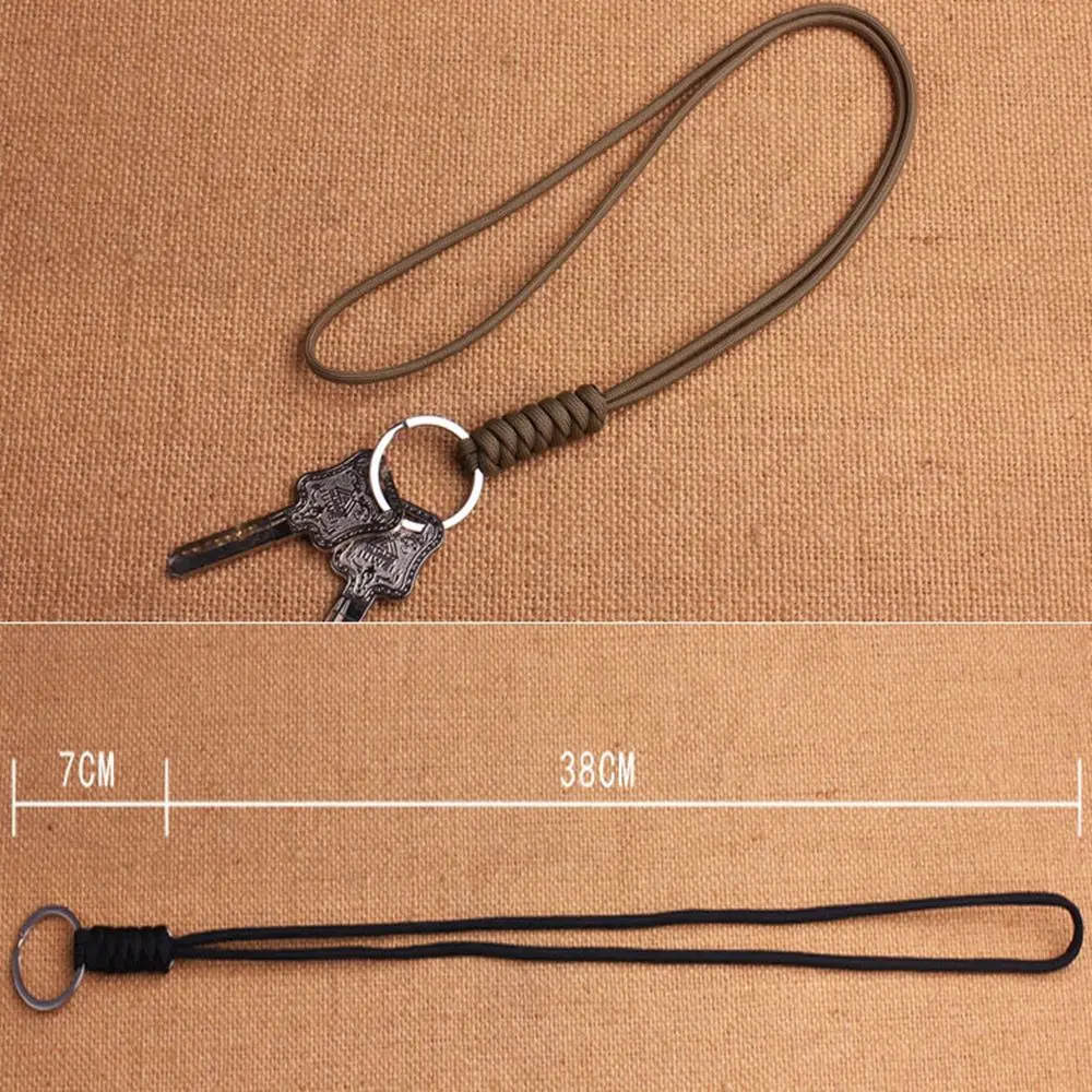Paracord Keychain Lanyard Round Buckle High Strength Parachute Cord Self-Defense Emergency Survival Backpack Key Ring